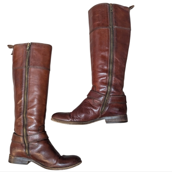 Frye Melissa Harness Inside Zip Burnt Red Boots Size 6.5 Equestrian Old Money - Picture 5 of 12